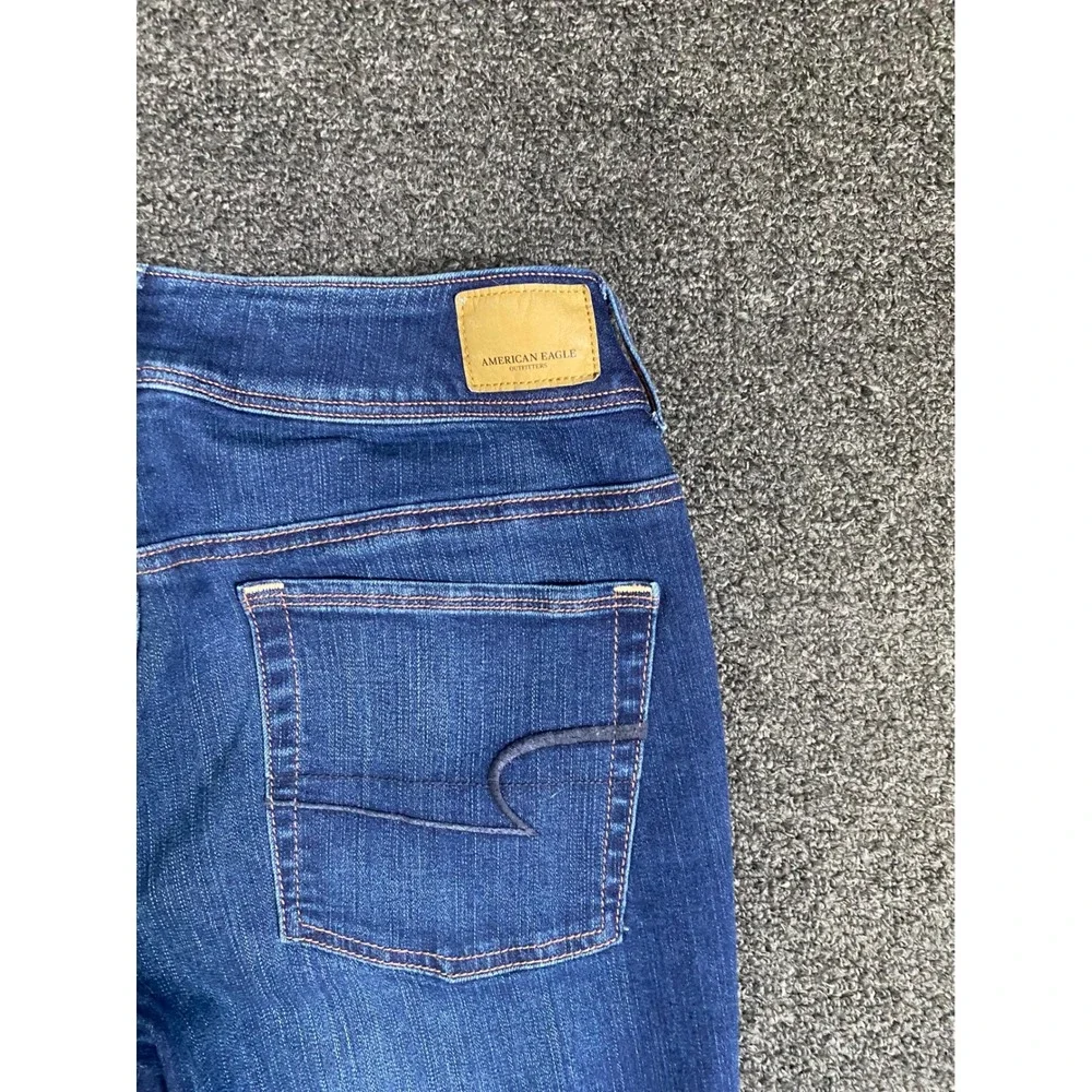 American Eagle Kick Boot‎ Blue Jeans Womens 8 Long Super Stretch Boho Preppy